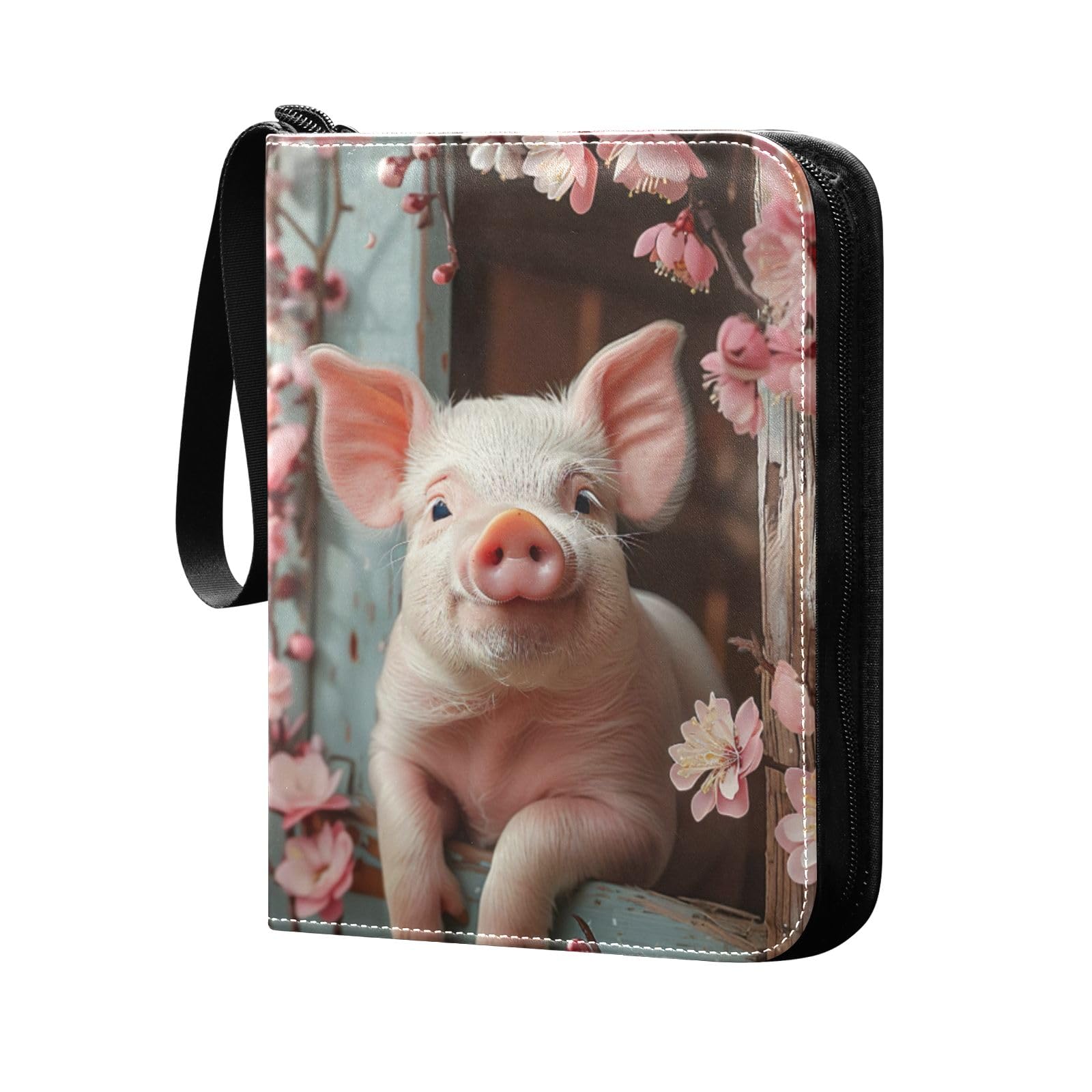 Amazon.com: Cute Happy Pig Card Binder 4 Pocket, Zip Trading Card